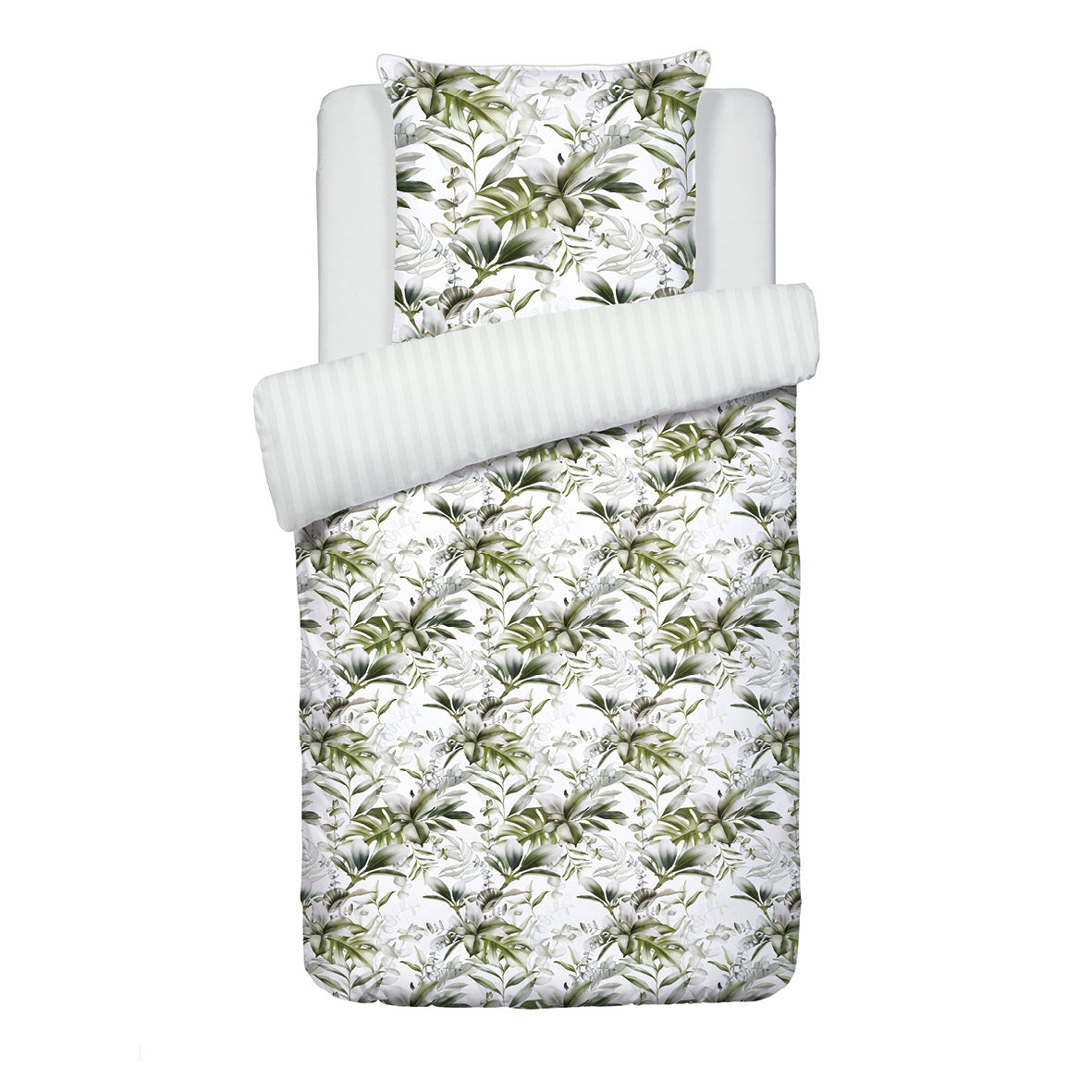 Duvet cover + pillowcase(s) cotton satin - Jardin Exotique white