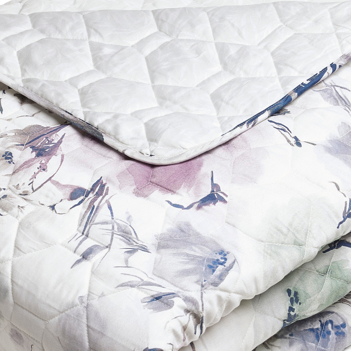 Bedspread in cotton satin - Erodium white
