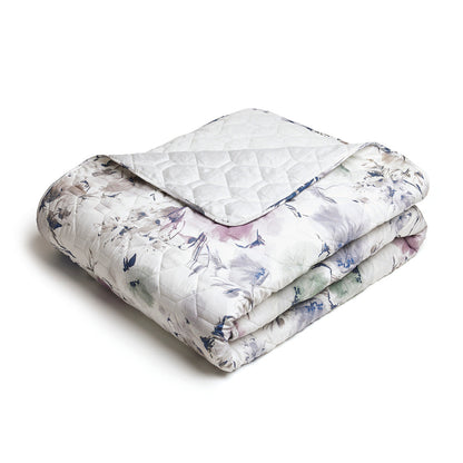 Bedspread in cotton satin - Erodium white