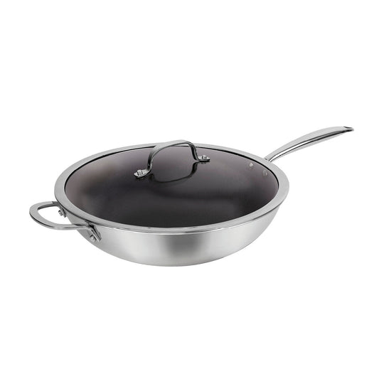 Stainless steel triply wok non-stick coating 30 cm - Silver