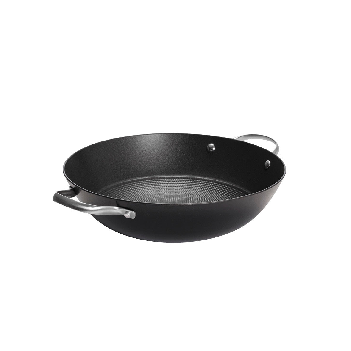 Enameled cast iron wok pan with lid 30cm - Black