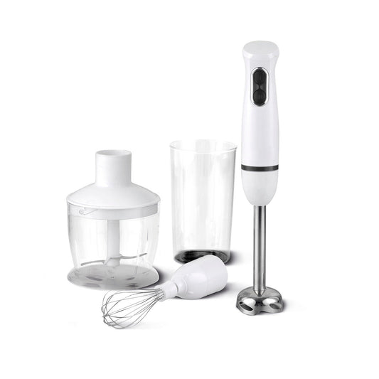 Hand blender with chopper, beater and measuring cup - White / Grey