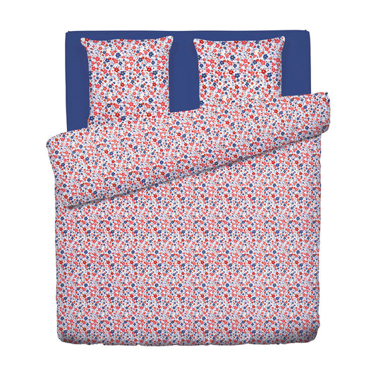 Duvet cover + pillowcase(s) cotton satin - Capucine Blue 260 x 240 cm + 2 x (63 x 63 cm)