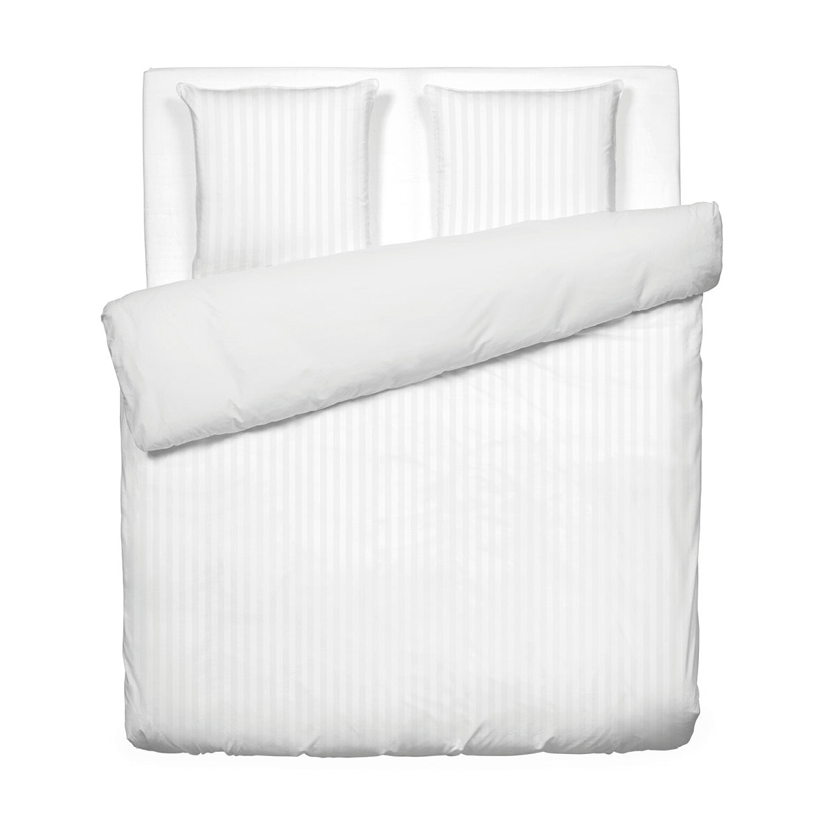 Duvet cover + pillowcase(s) cotton satin dobby stripe woven - White