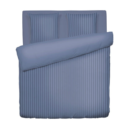 Duvet cover + pillowcase(s) cotton satin dobby stripe woven - Blue