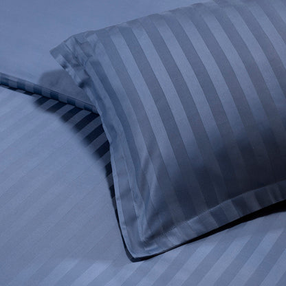 Pillowcase(s) cotton satin dobby stripe woven - Blue