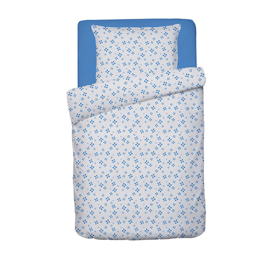 Duvet cover + pillowcase baby cotton satin - Mirabelle White/blue