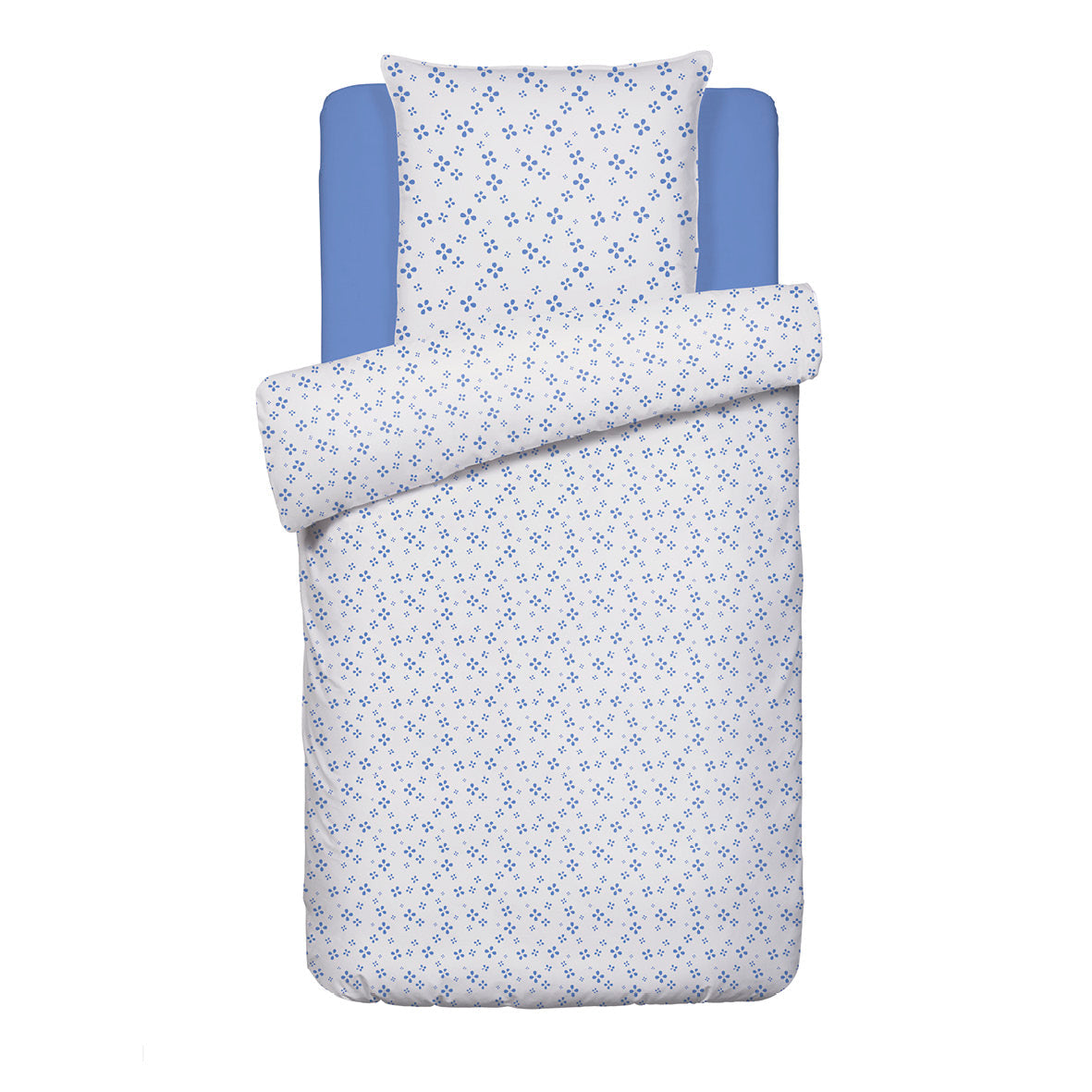 Duvet cover + pillowcase(s) cotton satin - Mirabelle White/blue