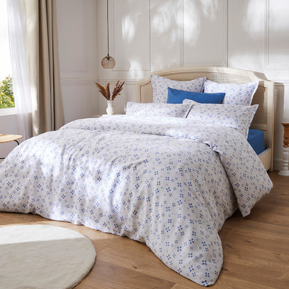 Duvet cover + pillowcase(s) cotton satin - Mirabelle White/blue