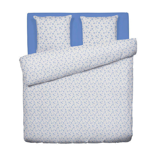 Duvet cover + pillowcase(s) cotton satin - Mirabelle White/blue