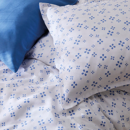 Pillowcase(s) cotton satin Mirabelle White/blue