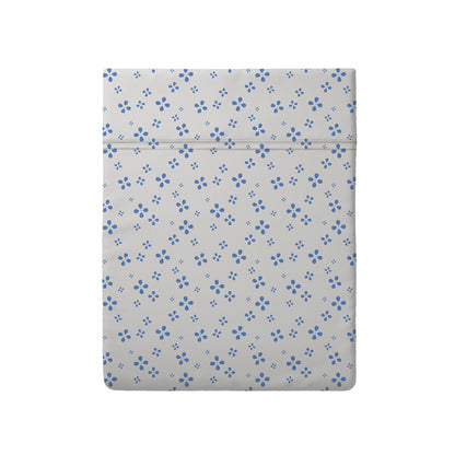 Flat sheet baby cotton satin - Mirabelle White/blue