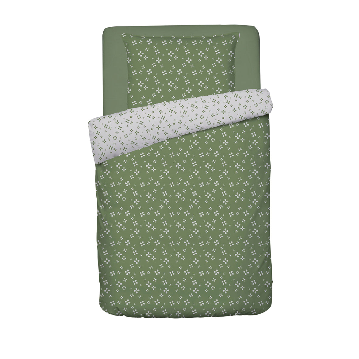 Duvet cover + pillowcase baby cotton satin - Mirabelle Green