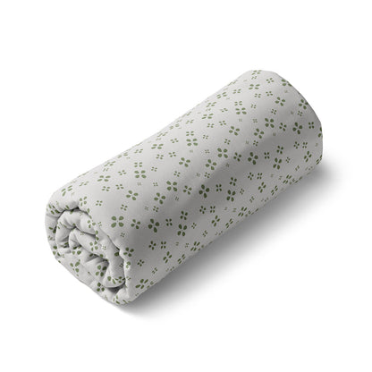 Fitted sheet baby cotton satin - Mirabelle White/green
