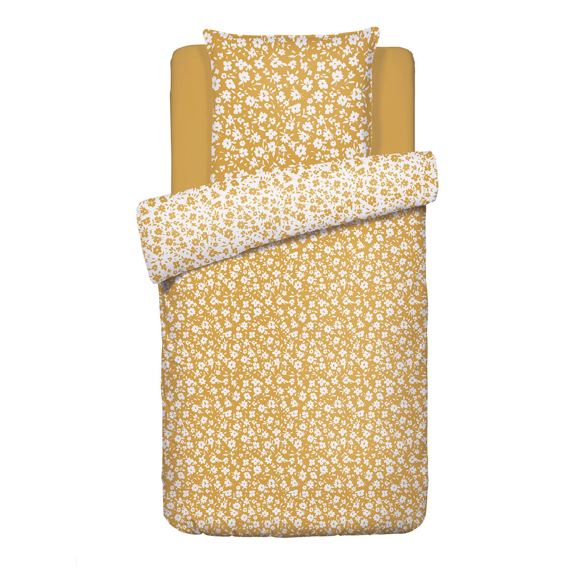 Duvet cover + pillowcase(s) cotton satin - Les Yeux de Suzanne Yellow