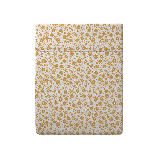 Flat sheet cotton satin - Les Yeux de Suzanne White/yellow
