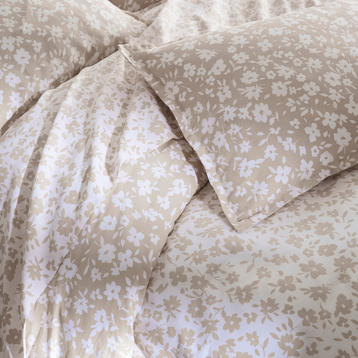 Duvet cover + pillowcase(s) cotton satin - Les Yeux de Suzanne Taupe