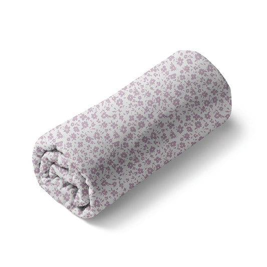 Fitted sheet cotton satin - Les Yeux de Suzanne White/lavender