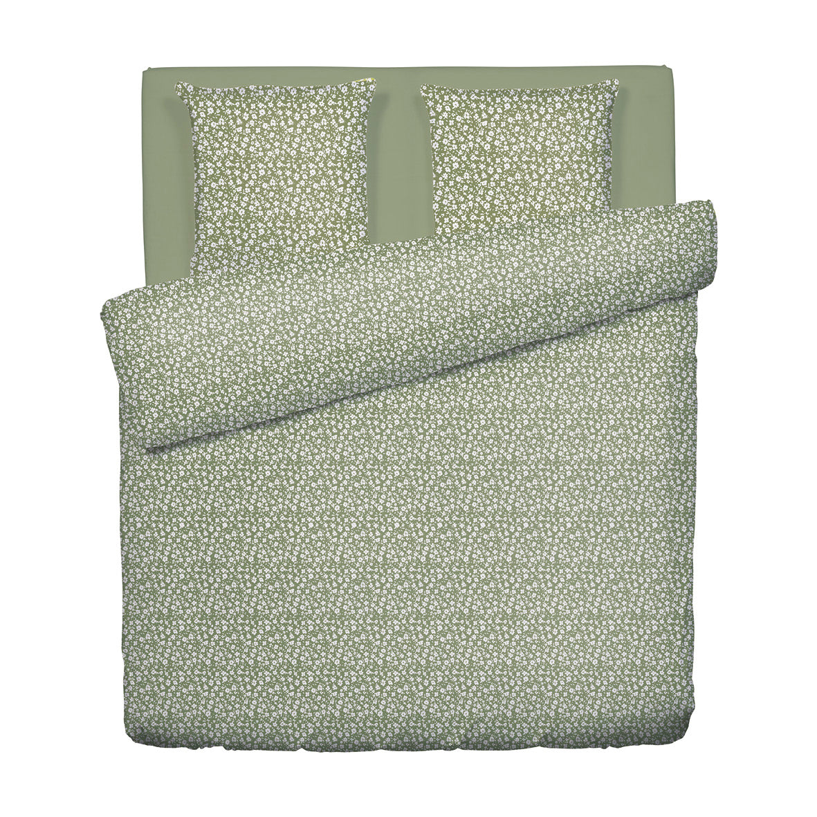 Duvet cover + pillowcase(s) cotton satin - Les Yeux de Suzanne Green
