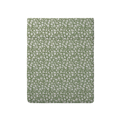Flat sheet cotton satin Les Yeux de Suzanne Green - 240 x 300 cm