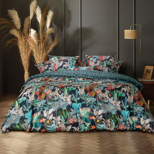 Duvet cover + pillowcase(s) en cotton satin - Zanzibar Blue