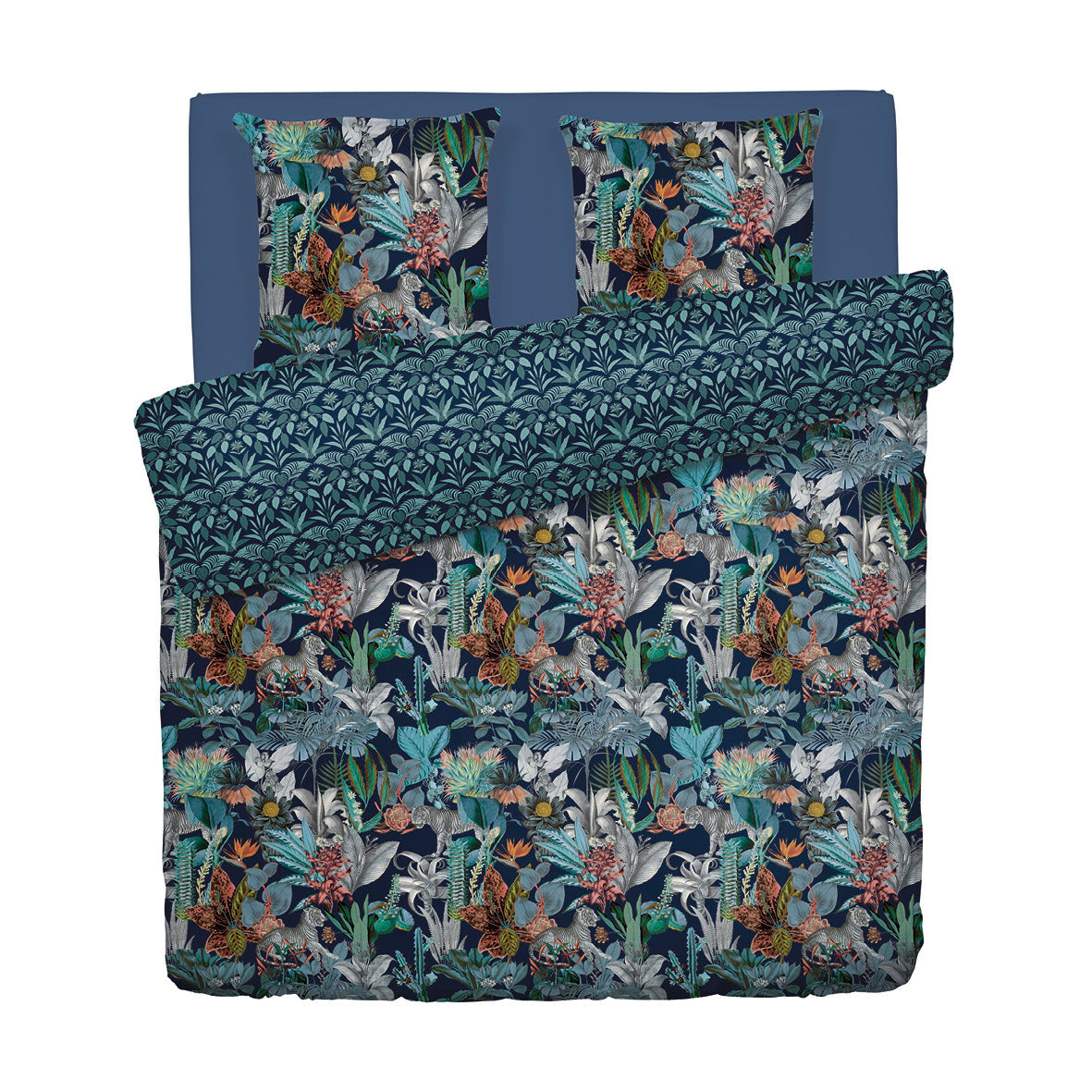 Duvet cover + pillowcase(s) en cotton satin - Zanzibar Blue