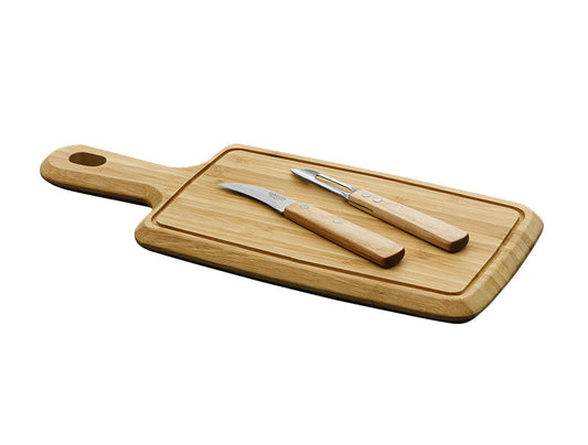 Cutting board + peeler and fruit and vegetable knife