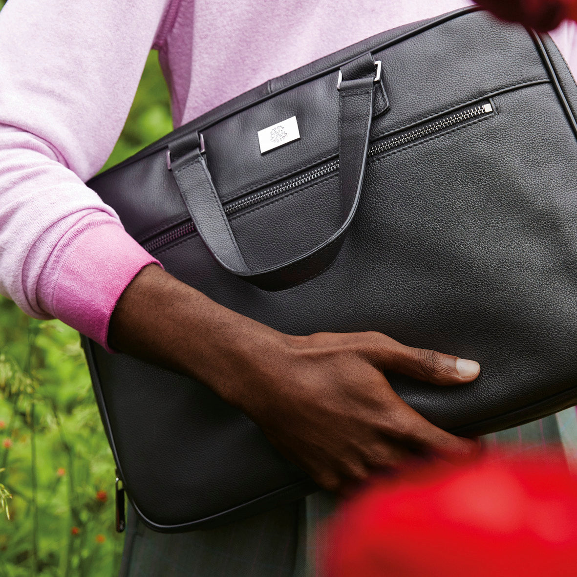 Briefcase with 2 gussets - CHARLES (BLACK)