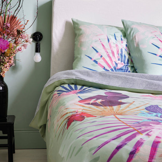 Duvet cover + pillowcase(s) cotton satin - Multico green Paradiso