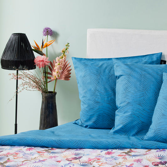 Fitted sheet cotton satin - Illusion petrol