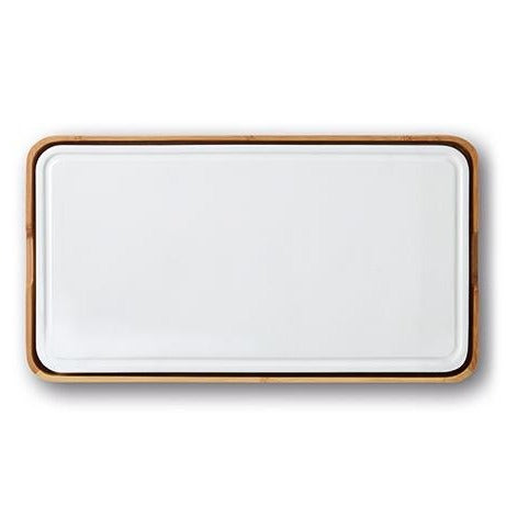 Modulo Serving dish 39 x 21 cm with bamboo tray - Pearl white - cold